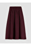 Lcw Modest Plum Elastic Waist Flared Skirt - 6