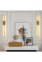 Gold Modern LED Wall Sconce, Minimalist Linear Strip Lamp with 3 Color Modes for Bedroom, Hallway