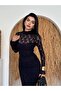 Black High Neck Lined Maxi Long Premium Lace Dress
