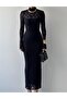 Black High Neck Lined Maxi Long Premium Lace Dress - 4