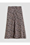Brown Zippered Leopard Patterned A-Line Skirt - 6
