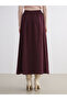 Lcw Modest Plum Elastic Waist Flared Skirt - 4