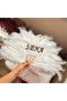 White Bridal Fan Can Be Engraved with Name Silver Color - 2