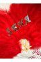 Red bridal fan with name written in silver color - 2
