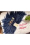Navy Blue Bridal Fan with Name Writable in Gold Color - 3