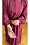 Layered Half-Patch Muslin Dress 5100 Burgundy - 3