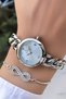 Original Guaranteed Steel Chain Cord Waterproof Silver Color Women Wristwatch Gift Bracelet - 3