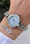 Original Guaranteed Steel Chain Cord Waterproof Silver Color Women Wristwatch Gift Bracelet - 5