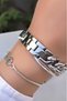 Original Guaranteed Steel Chain Cord Waterproof Silver Color Women Wristwatch Gift Bracelet - 7