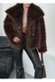 Women's Black Premium Plush Winter Faux Premium Fur Coat - 2
