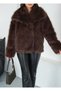 Women's Black Premium Plush Winter Faux Premium Fur Coat - 6