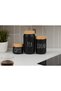 3 Size Tea Coffee Sugar Jar Glass Jar Set Wooden Look (Plastic) Lid - 6
