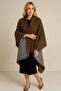 Women's Winter Plaid Wool Shawl Double-Sided Shoulder Shawl / Oversized Blanket Shawl 70X190Cm-Brown - 4