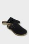 Belt Buckle Nubuck Women's House Slippers Black - 2