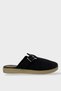 Belt Buckle Nubuck Women's House Slippers Black