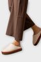 Embroidered High-Sole Dowry Bundle Women's House Slippers with Fur Inside Beige - 2