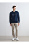 Navy Blue Crew Neck Long Sleeve Sweatshirt - 2