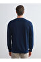 Navy Blue Crew Neck Long Sleeve Sweatshirt - 4