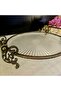 3 Pieces Cast Metal Frame Glass Cake Presentation Set 31.cm Antique - 4
