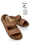 Men's Double Velcro Leather Slippers – Stretchy-Soled Comfortable Everyday Slippers C Tan - 4