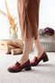 Women's Burgundy Patent Leather 6 cm Heeled Lofer Shoes - 2
