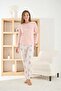 Women's Thermosoft Fabric Crew Neck Pink Pajama Set - 7900 - 2