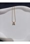 Curved Steel Zircon Stone Letter Necklace - 7