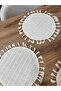 100% Raw Linen Monica Pattern Tasseled American Tablecloth (6 Pieces) - 4