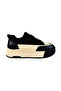 Women's Leather Sneaker Double Color Lace-Up Closure High Sole Casual Shoes - 2