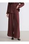 Soulife brown elastic waist wide leg women's pants - 2