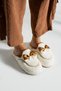 Women's ribboned house slippers noiseless thick sole winter slippers - 2