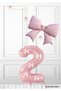 White Color Bow-Tied Pink Color Number Balloon Pink Color Bow Foil Balloon Pink Bow Set Age 2