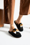 Women's ribboned house slippers noiseless thick sole winter slippers - 3