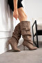 Venice Taupe Cow Suede Extra Wide Shaft Bellows Thin Heel Boots