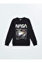 Lcw Kids Black Crew Neck Printed Long Sleeve Boys' Sweatshirt