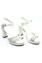 Feles Stone Platform Single Strap Heeled Women's Evening Dress Shoes White - 3