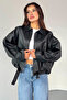 New Season Oversize P&B Women's Oversize Bomber Leather Jacket - 7