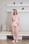Women's Salmon Special Design Patterned Long Sleeve Cotton Maternity Pajama Set - 3
