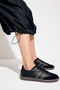 Unisex Smoked Black Thermo Sole Side Stripe Lace-Up Sports Shoes