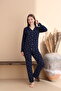 Heart Pattern Milan Knitted Long Sleeve Mother-Daughter Buttoned Pajama Set - 4