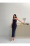 Navy Strapless Beaded Embroidered Mdii Evening Dress - 2