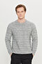Men's Gray Melange Standard Fit Normal Cut Crew Neck Jacquard Knitwear Sweater - 3
