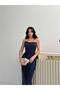 Navy Strapless Beaded Embroidered Mdii Evening Dress - 5