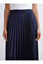 Alita City Lcwaikiki Classic Navy Blue Satin Plain Midi Women's Skirt with a Difference - 5