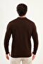 Textured Slim Fit Zippered Polo Neck Men's Knitwear Sweater Brown - 11567.25K - 3