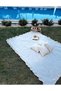 100% Cotton Raw Linen Frilled Floor Table Picnic Cloth Tablecloth (160 X 220), Set of 4 Cushions (40 X 40) - 6