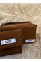 Leather Brown Bag Wallet Set Women's 2-Piece Makeup