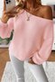 Women's Boat Neck Oversize New Season Loose Knitwear Fabric Sweater - 2