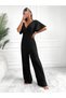 Women's Short Sleeve Double Breasted Collar Back Low-cut Pegasus Fabric Jumpsuit - 6