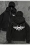 Motorcycle Mask Detailed Oversize Zippered Black Unisex Hooded Cardigan